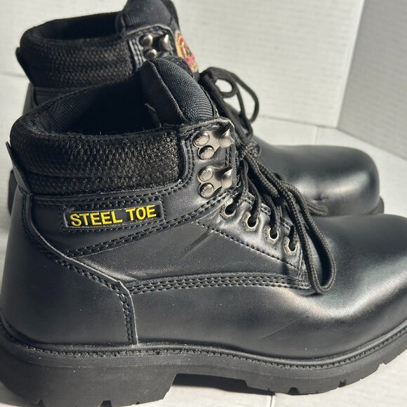 MENS 7W Black Leather Work Boots With steel safety toes main image 11